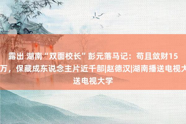 露出 湖南“双面校长”彭元落马记：苟且敛财1500万，保藏成东说念主片近千部|赵德汉|湖南播送电视大学